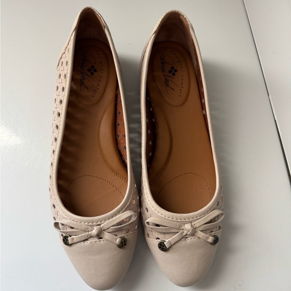 Patricia Nash Bettina Cream Woven Flats with Bow Detail Size 7
